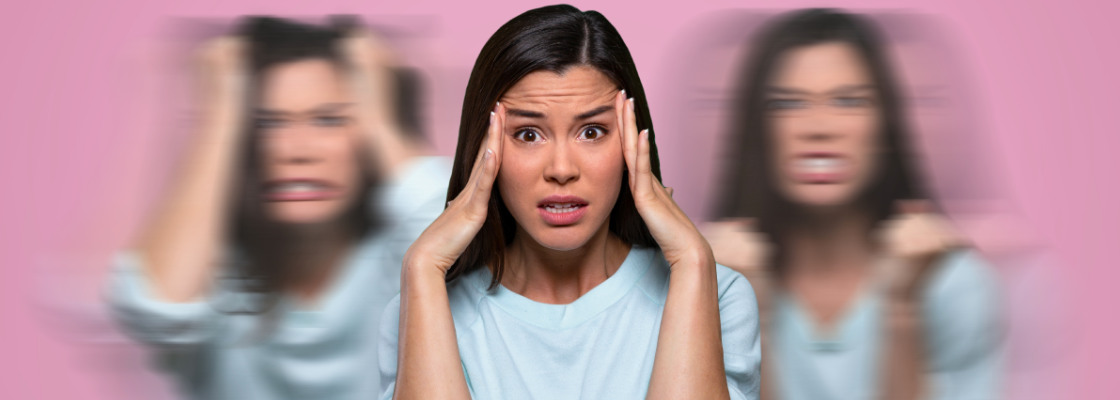 Illustration of woman is seen experiencing uncontrollable mood and emotional swings and reactions